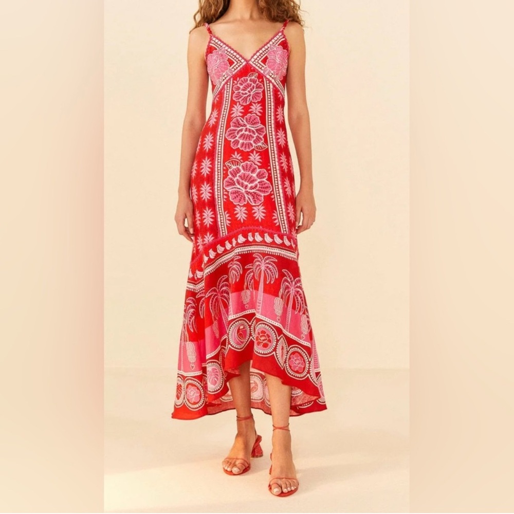 Red Summer Sunrise Maxi Dress